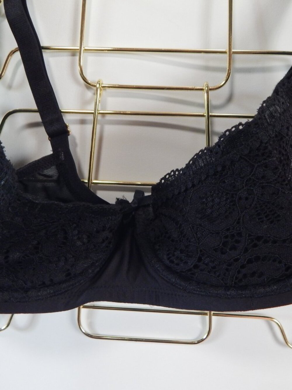 Cacique Black Lace Quater Cup Sexy Bra Size 36DDD - Picture 6 of 7